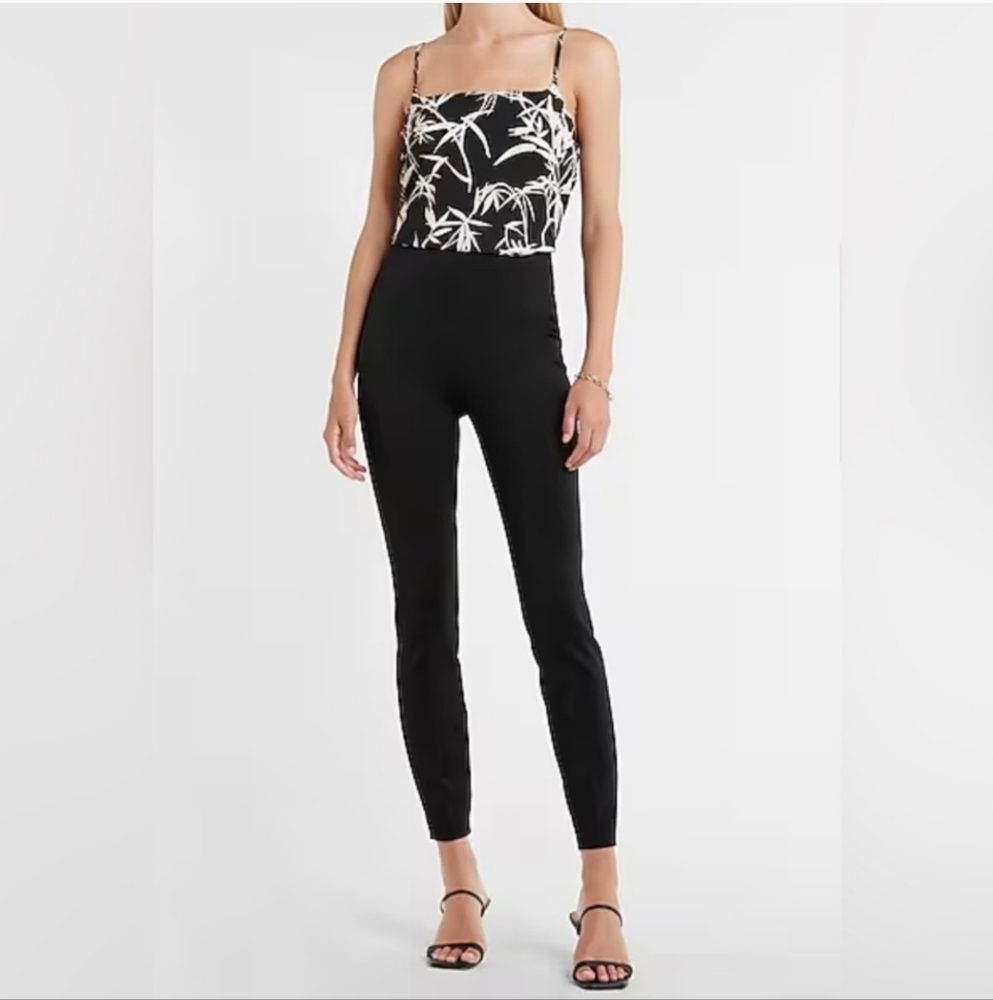Express Super High Rise Black Ankle Pants Pull On Office Evening 8R
